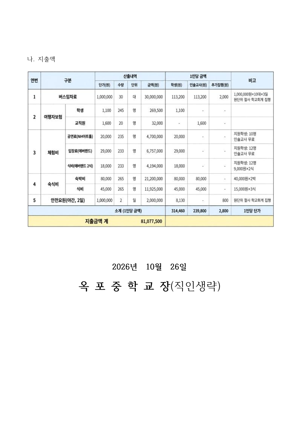 2026학년도 2학년 수학여행 경비 정산 안내 가정통신문_2.png